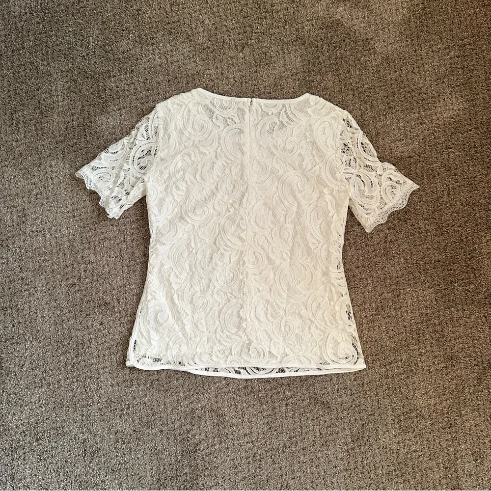 🪽 (NWOT) Adrianna Papell • White Lace Blouse - Picture 4 of 10